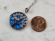Load image into Gallery viewer, Womens Sterling Silver Blue Opal Tree of Life Pendant Necklace 7.4g E3647
