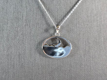 Load image into Gallery viewer, Womens Sterling Silver Blue Opal Mountain Moon Tree Pendant Necklace 5.4g E3648