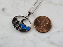 Load image into Gallery viewer, Womens Sterling Silver Blue Opal Mountain Moon Tree Pendant Necklace 5.4g E3648