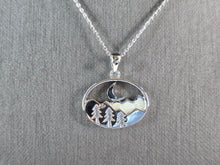 Load image into Gallery viewer, Womens Sterling Silver Opal Mountain Moon Tree Pendant Necklace 5.4g E3649