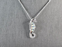 Load image into Gallery viewer, Womens Sterling Silver Opal Seahorse Pendant Necklace 4.4g E3650