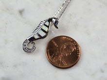 Load image into Gallery viewer, Womens Sterling Silver Opal Seahorse Pendant Necklace 4.4g E3650