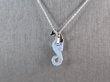 Load image into Gallery viewer, Womens Sterling Silver Blue Opal Seahorse Pendant Necklace 4.4g E3651