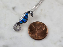 Load image into Gallery viewer, Womens Sterling Silver Blue Opal Seahorse Pendant Necklace 4.4g E3651