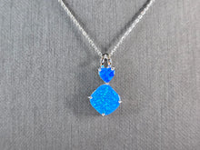 Load image into Gallery viewer, Womens Sterling Silver Blue Opal Modernist Heart Pendant Necklace 3.0g E3658