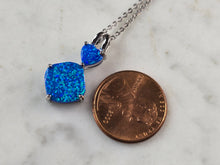 Load image into Gallery viewer, Womens Sterling Silver Blue Opal Modernist Heart Pendant Necklace 3.0g E3658