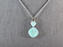 Load image into Gallery viewer, Womens Sterling Silver Opal Modernist Heart Pendant Necklace 3.0g E3660