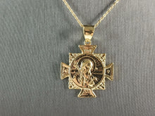 Load image into Gallery viewer, Womens Sterling Silver Gold Tone St Benedict Cross Pendant Necklace 5.1g E3674