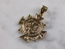 Load image into Gallery viewer, Womens Sterling Silver Gold Tone St Benedict Cross Pendant Necklace 5.1g E3674