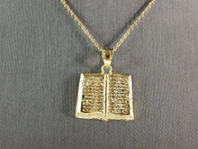 Load image into Gallery viewer, Sterling Silver Gold Tone Religious Holy Bible Pendant Necklace 3.7g E3676