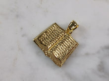 Load image into Gallery viewer, Sterling Silver Gold Tone Religious Holy Bible Pendant Necklace 3.7g E3676