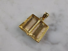 Load image into Gallery viewer, Sterling Silver Gold Tone Religious Holy Bible Pendant Necklace 3.7g E3676