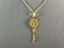 Load image into Gallery viewer, Womens Sterling Silver Gold Tone Saint Benedict Key Pendant Necklace 3.1g E3681