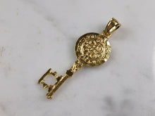 Load image into Gallery viewer, Womens Sterling Silver Gold Tone Saint Benedict Key Pendant Necklace 3.1g E3681