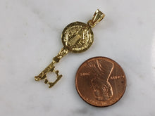 Load image into Gallery viewer, Womens Sterling Silver Gold Tone Saint Benedict Key Pendant Necklace 3.1g E3681