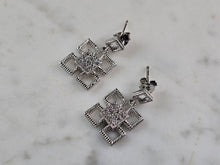 Load image into Gallery viewer, Womens Vintage Estate Sterling Silver CZ Earrings 4.4g E3687