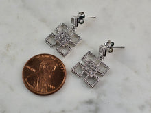 Load image into Gallery viewer, Womens Vintage Estate Sterling Silver CZ Earrings 4.4g E3687