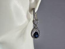 Load image into Gallery viewer, Womens Vintage Estate Sterling Silver Sapphire CZ Earrings 5.4g E3689
