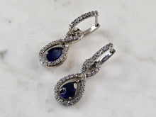 Load image into Gallery viewer, Womens Vintage Estate Sterling Silver Sapphire CZ Earrings 5.4g E3689