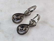 Load image into Gallery viewer, Womens Vintage Estate Sterling Silver Sapphire CZ Earrings 5.4g E3689
