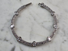 Load image into Gallery viewer, Womens Vintage Estate Sterling Silver CZ Anklet Tennis Bracelet, 16.5g E3694