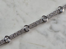 Load image into Gallery viewer, Womens Vintage Estate Sterling Silver CZ Anklet Tennis Bracelet, 16.5g E3694