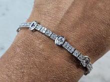 Load image into Gallery viewer, Womens Vintage Estate Sterling Silver CZ Anklet Tennis Bracelet, 16.5g E3694