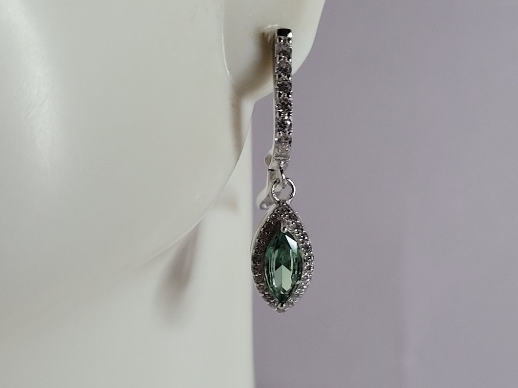 Womens Estate Sterling Silver Modernist CZ Earrings 4.4g E3705