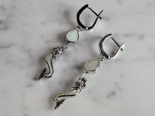 Load image into Gallery viewer, Womens Sterling Silver Opal Mermaid Earrings 6.9g E3706
