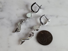 Load image into Gallery viewer, Womens Sterling Silver Opal Mermaid Earrings 6.9g E3706