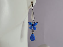 Load image into Gallery viewer, Womens Sterling Silver Blue Opal Butterfly Earrings 3.3g E3708