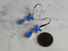 Load image into Gallery viewer, Womens Sterling Silver Blue Opal Butterfly Earrings 3.3g E3708