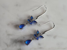 Load image into Gallery viewer, Womens Sterling Silver Blue Opal Butterfly Earrings 3.3g E3708