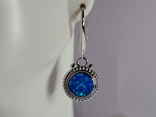 Load image into Gallery viewer, Womens Sterling Silver Modernist Blue Opal Earrings 7.4g E3709