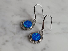 Load image into Gallery viewer, Womens Sterling Silver Modernist Blue Opal Earrings 7.4g E3709