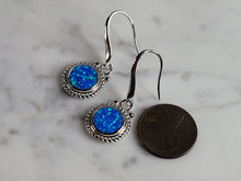 Load image into Gallery viewer, Womens Sterling Silver Modernist Blue Opal Earrings 7.4g E3709