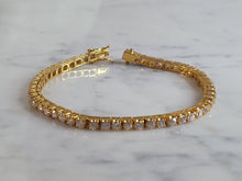 Load image into Gallery viewer, Womens Vintage Estate Sterling Silver Gold Tone Tennis Bracelet 12.5g #E3711