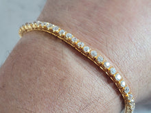 Load image into Gallery viewer, Womens Vintage Estate Sterling Silver Gold Tone Tennis Bracelet 12.5g #E3711