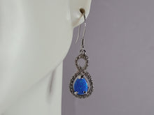 Load image into Gallery viewer, Womens Sterling Silver Modernist Blue Opal Earrings 2.8g E3712
