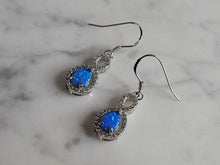 Load image into Gallery viewer, Womens Sterling Silver Modernist Blue Opal Earrings 2.8g E3712