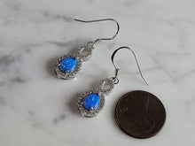 Load image into Gallery viewer, Womens Sterling Silver Modernist Blue Opal Earrings 2.8g E3712