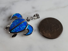Load image into Gallery viewer, Womens Sterling Silver Blue Opal Sea Turtle Pendant 3.4g E3719