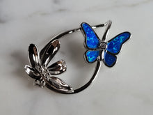 Load image into Gallery viewer, Womens Sterling Silver Blue Opal Butterfly Pendant 4.1g E3725