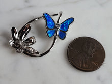 Load image into Gallery viewer, Womens Sterling Silver Blue Opal Butterfly Pendant 4.1g E3725
