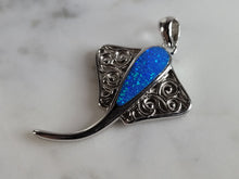 Load image into Gallery viewer, Womens Sterling Silver Blue Opal Manta Stingray Pendant 6.4g E3727