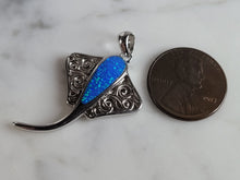 Load image into Gallery viewer, Womens Sterling Silver Blue Opal Manta Stingray Pendant 6.4g E3727