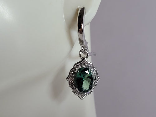 Womens Estate Sterling Silver Modernist CZ Earrings 4.8g E3736