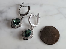 Load image into Gallery viewer, Womens Estate Sterling Silver Modernist CZ Earrings 4.8g E3736