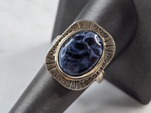 Load image into Gallery viewer, Womens Vintage Estate Sterling Silver Modernist Sodalite Ring 7.5g E3746