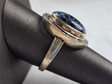 Load image into Gallery viewer, Womens Vintage Estate Sterling Silver Modernist Sodalite Ring 7.5g E3746